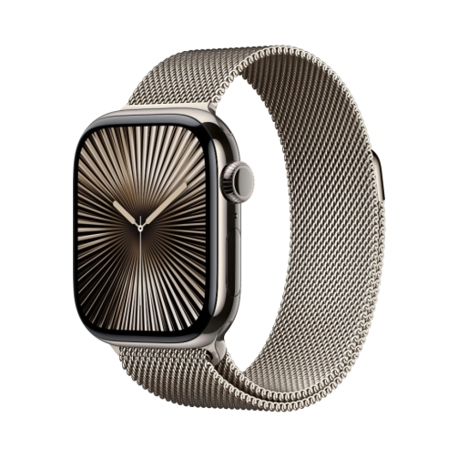 Apple Watch Series 10 (GPS + Cellular) 42mm Titan natur mit Milanaise-Armband natur OneThing_Gr