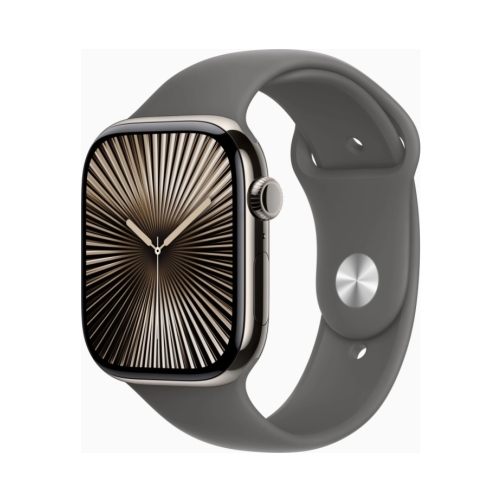 Apple Watch Series 10 (GPS + Cellular) 46mm Titan natur mit Sportarmband ML steingrau OneThing_Gr