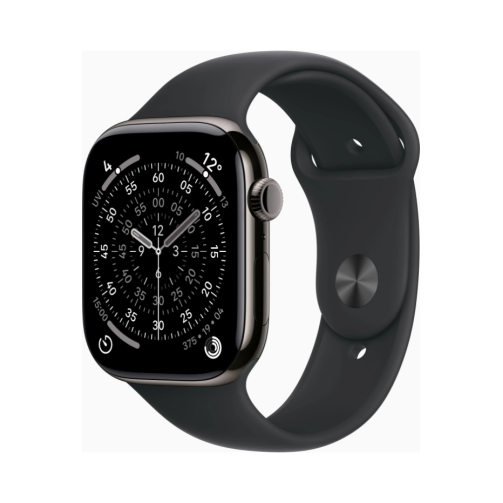 Apple Watch Series 11 (GPS + Cellular) 46mm Titan schiefer mit Sportarmband SM schwarz OneThing_Gr