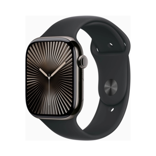 Apple Watch Series 10 (GPS + Cellular) 46mm Titan Schiefer mit Sportarmband ML schwarz OneThing_Gr