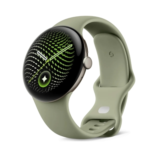Google Pixel Watch 5 (Wi-Fi) 45mm satin pyrite mit Sportarmband olive OneThing_Gr